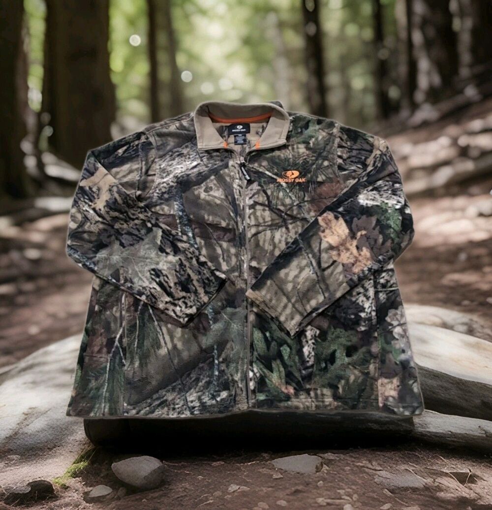 MOSSY OAK FLEECE CAMO FULL ZIP HUNTING/CASUAL JACKET FALL/WINTER SZ XL EUC